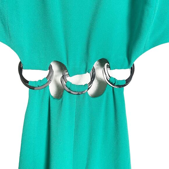 Halston Heritage Green Cutout Wide Leg Jumpsuit Size 0 - Picture 5 of 8